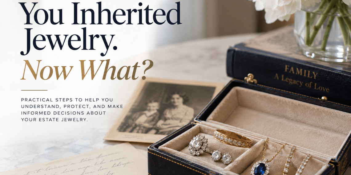 Inherited estate jewelry and heirloom pieces prepared for professional jewelry appraisal